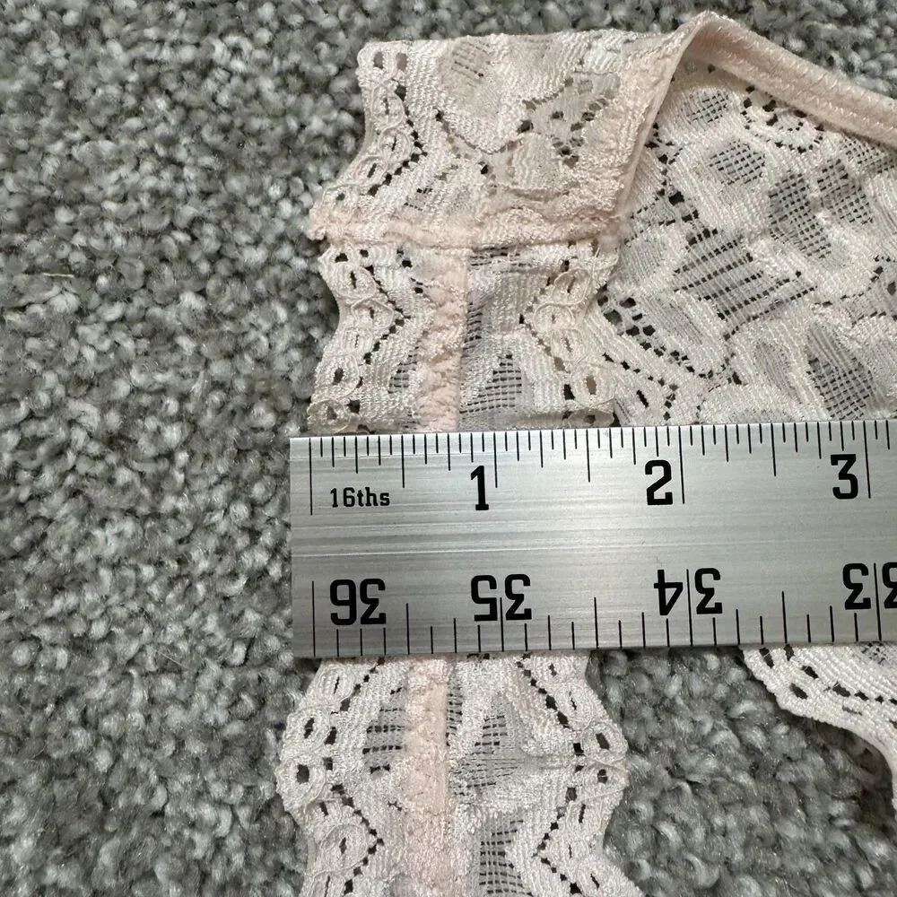 Felina Lingerie Bralette Womens Medium Pink Lace Racerback Wireless Sexy Girly